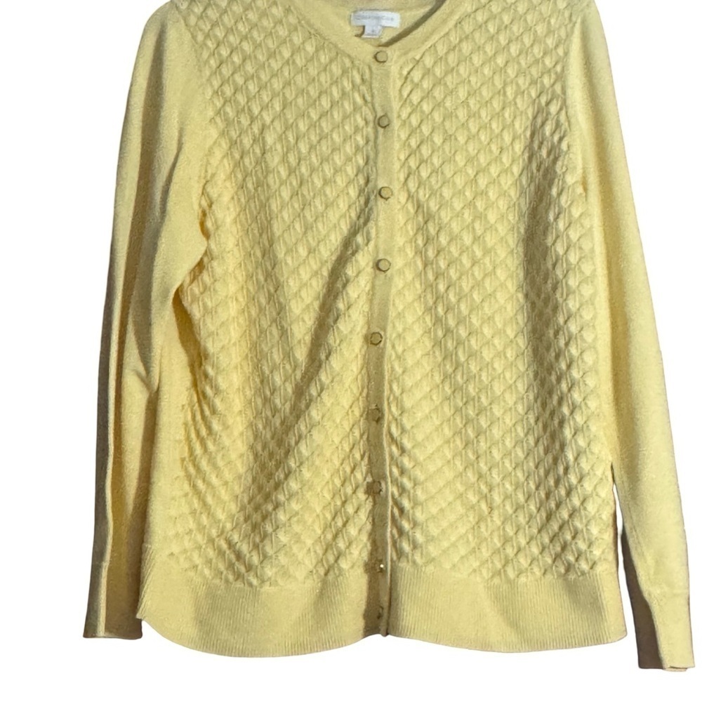 Charter Club Yellow Textured Cardigan